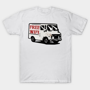 free wifi free candy rusty van funny meme T-Shirt